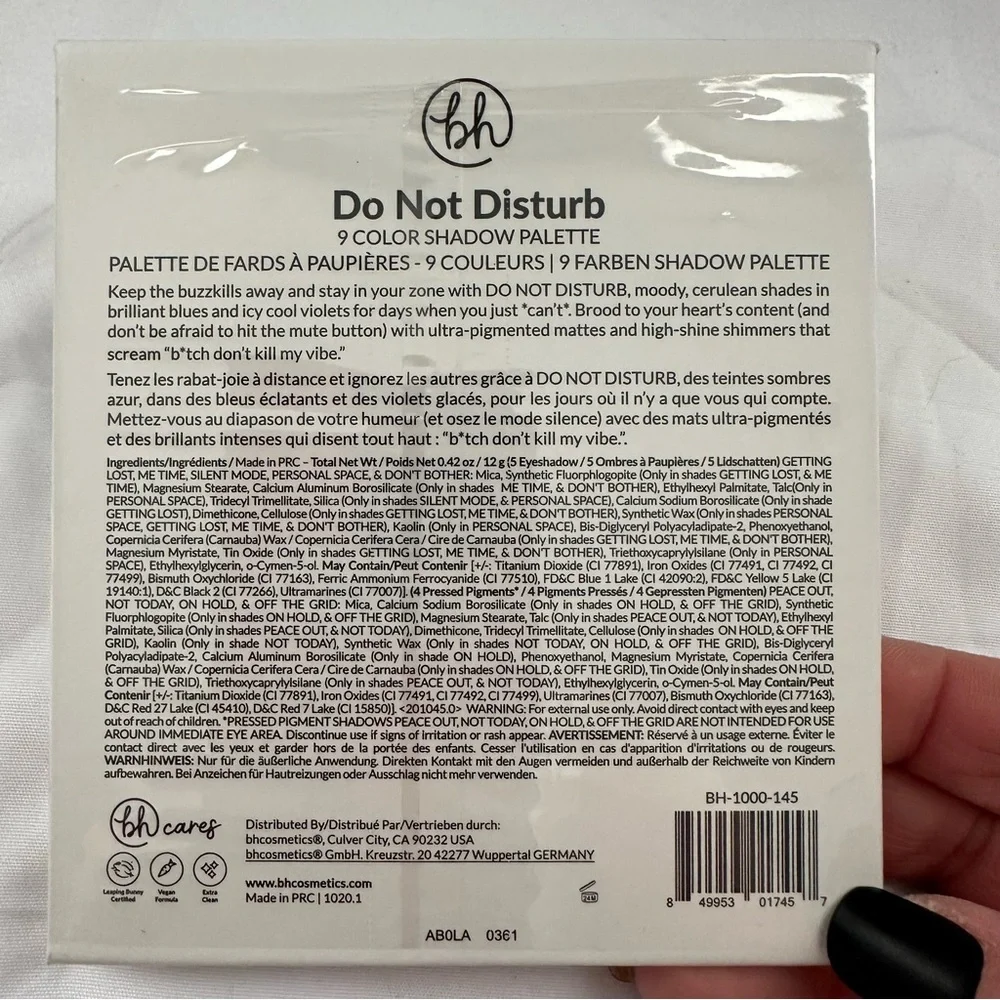 BH Cosmetics Do Not Disturb 9 Color Shadow Palette NEW